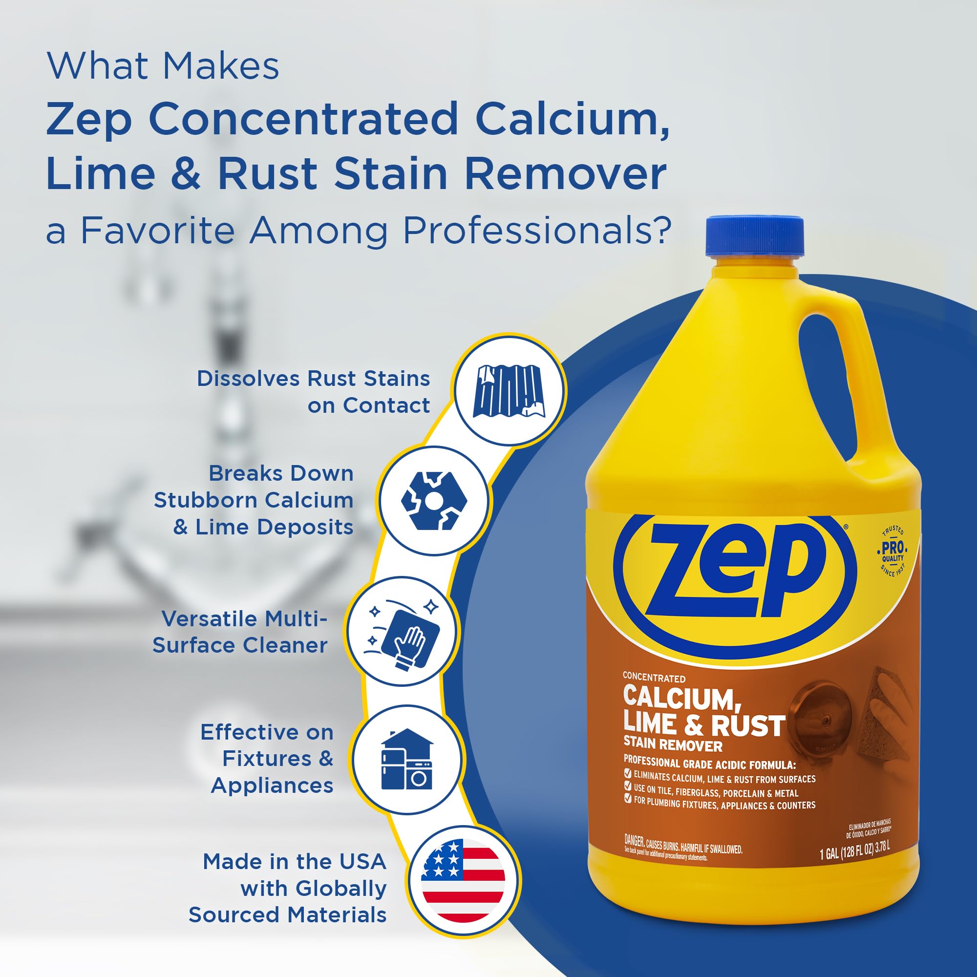 Zep Calcium, Lime and Rust Remover 128 oz ZUCAL (Pack of 2
